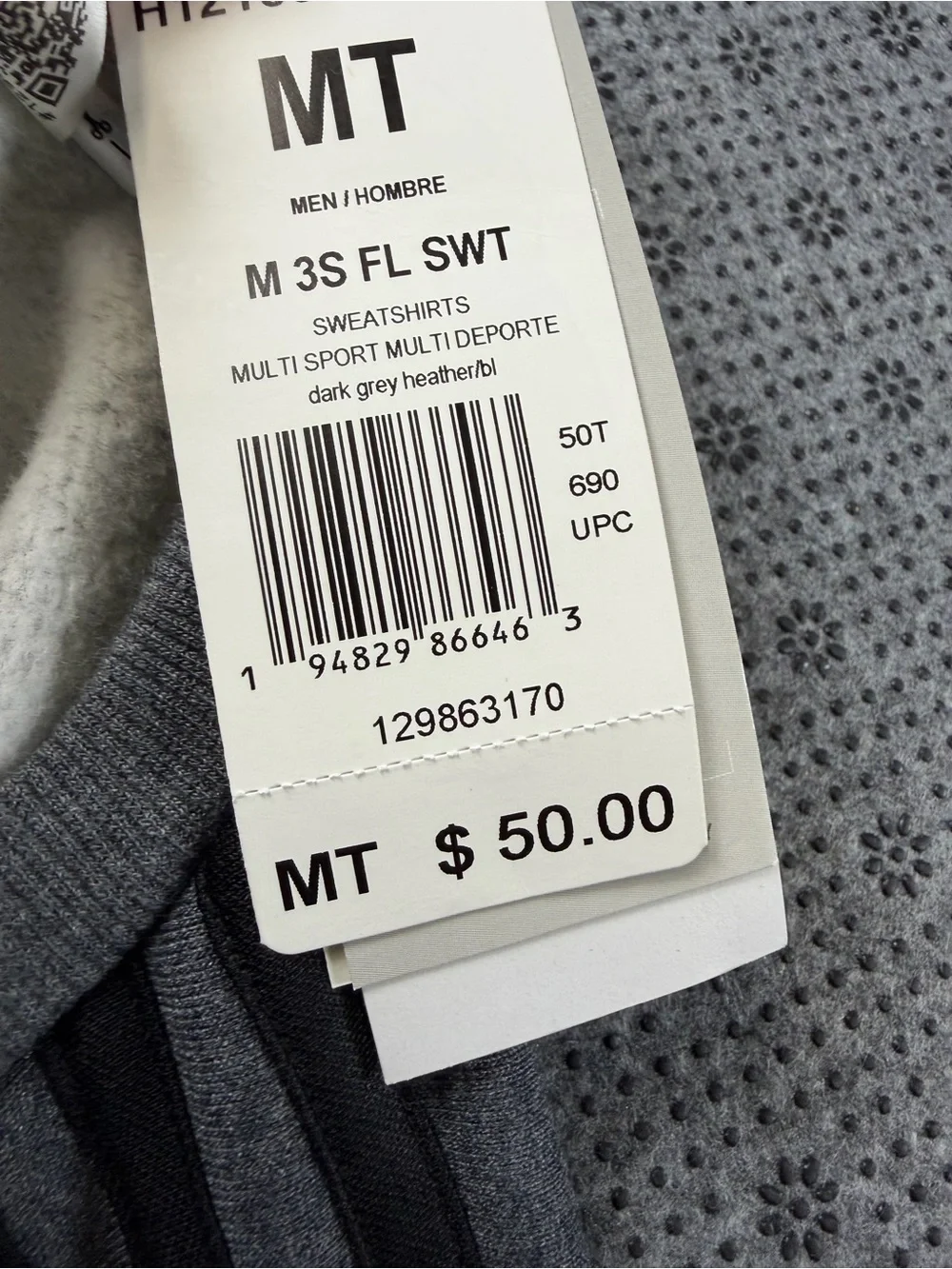 adidas Men’s Gray Crewneck Sweatshirt